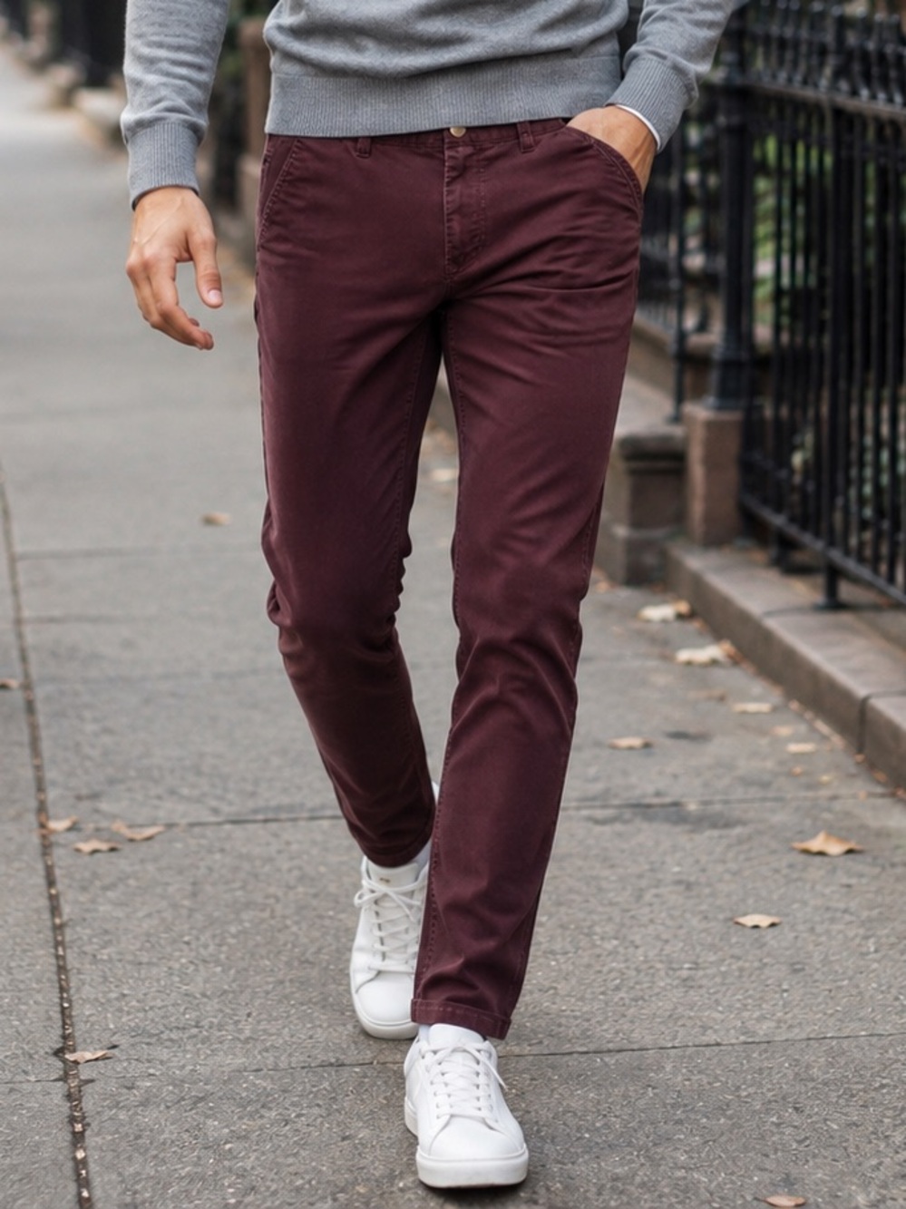 NEW BONOBOS Pants Men 31x30” Chino Slim Straight Burgundy Cotton Stretch Preppy - Picture 3 of 15
